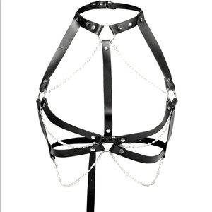 Body Harness Under Bust Corset Chain Metal Festival Halloween S/M/L
